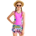 thumbnail image 4 of TAmten Girls' Swimsuit with Shorts for Tweens Floral Swimwear Bathing Suit for Young Girls(Purple,7-8 Years), 4 of 9