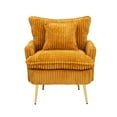 thumbnail image 4 of Modern Accent Chair,Armchair,Corduroy Fabric Sofa Chairs with Pillow,Upholstered Armchair for Living Room,Bedroom,Yellow, 4 of 7