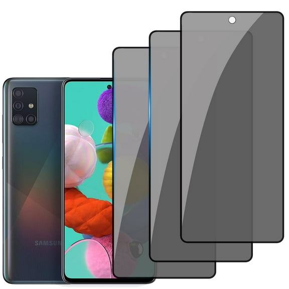 3-PACK Privacy Screen Protector Compatible with Samsung Galaxy A51 5G,Anti Spy Black Tempered Glass Protective Film for Samsung A51 [Easy Installation] [Bubble Free] [Case Friendly]