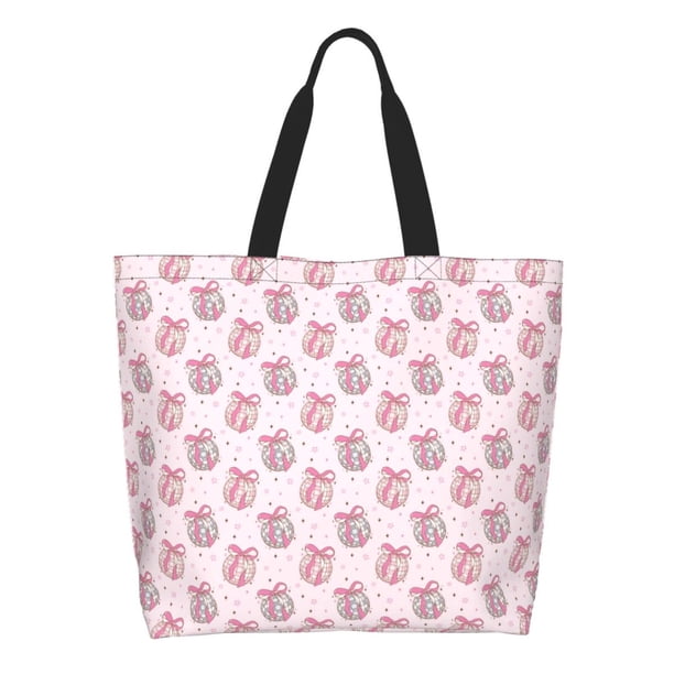 Easygdp Pink Disco Ball Bolsas Tote para Mujer, Bolsos de Hombro para Viaje, Bolsos de Mano de Gran Capacidad para Compras y Trabajo