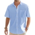 thumbnail image 1 of Camisa de lino, camisa de hombre, camisa de lino de manga corta, camisa casual, camisa de negocios, 1 of 7