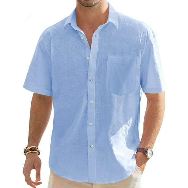 Camisa de lino, camisa de hombre, camisa de lino de manga corta, camisa casual, camisa de negocios