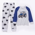 thumbnail image 2 of TOWED22 Toddler Boys Fall Winter Outfits 2 Piece Long Sleeve Printed Pullover Sweatshirt Elastic Waist Sweatpants Cozy Clothes Set(Blue,4-5 Y), 2 of 4
