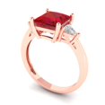 thumbnail image 2 of Three-Stone Engagement Ring for Women - 2.32ct Simulated Ruby in 14K Rose Gold Promise Ring, 2 of 6
