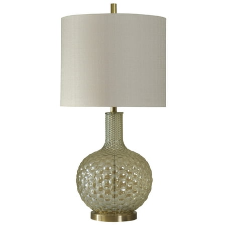 Gold Finish Clear Glass - Middleberry Table Lamp - Clear Glass and Gold Finish - White Hardback Fabric Shade