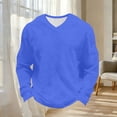 thumbnail image 6 of Ceisia Men's Long Sleeve Casual V-Neck Tee Solid Color Relaxed Fit Stretch Waffle Knit Soft Breathable Lightweight Lounge Essential Fitness Top Gifts for Father Blue M, 6 of 9