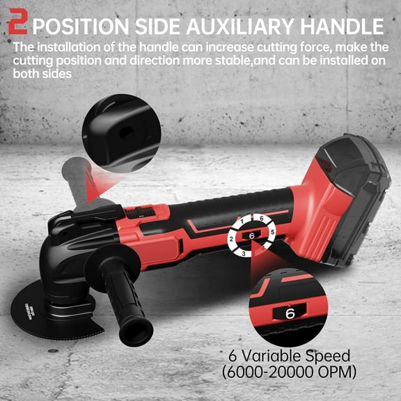 Cordless Oscillating Tool for Milwaukee 18V Battery, Oscillating Multi Tool Kit with Auxiliary Handle, 6 Variable Speed, Oscillating Saw for Scraping, , Cutting Wood (Battery Not Included)