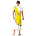 thumbnail image 2 of iixpin Mens Halloween Toga Robe Ancient Roman Costume Short Sleeve Greek God Tunic with Belt Yellow M, 2 of 7