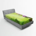 thumbnail image 1 of Ambesonne Landscape Fitted Sheet, Mushroom Flower Magic, Twin XL Size, Green Purple, 1 of 2
