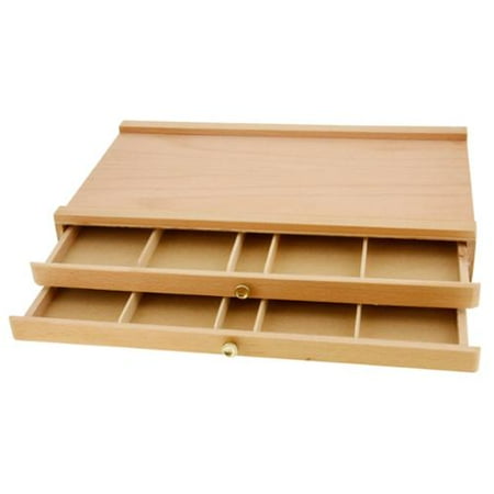 US Art Supply® 2-Drawer Artist Wood Pastel, Pen, Marker Storage Box