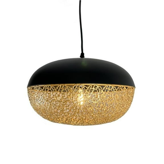 EQLight Iktan 1-Light Black and Gold Oval Pendant