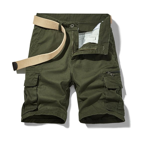 Abcnature Men's Athletic Shorts, Sports Gym Running Short Pants, Men Casual Solid Zipper Button Pockets Cropped Cargo Shorts, Cargo Casual Hiking Shorts Army Green M