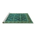 thumbnail image 2 of Ahgly Company Machine Washable Indoor Square Oriental Turquoise Blue Industrial Area Rugs, 5' Square, 2 of 4