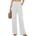 thumbnail image 3 of DORKASM Linen Pants for Women Straight Leg Causal Lounge Pants High Waist Beach Loose Fit Vocation Trousers 2026 Trendy with Pockets White 2XL, 3 of 6