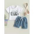 thumbnail image 2 of Gupgi Toddler Boys Pants Suit Casual Street Short Sleeves Letters Tops Summer Girls Boys Shorts, 2 of 9