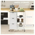 thumbnail image 4 of KWUXIN Dining Rolling Kitchen Island, White, with Wood Top, Shelves & Drawers, 4 of 9