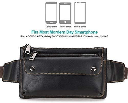 Loyofun Unisex Brown Genuine Leather Waist Bag Messenger Fanny Pack Bum Bag For Men Women Travel Sports Running Hiking