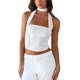 thumbnail image 2 of Top Sin Mangas Con Un Lado Halter Mujer Casual Elegante Color Liso Slim Fit Top De Tubo Corto Para Citas Blanco S, 2 of 6