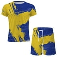 thumbnail image 4 of VBTAPA Mens 2 Pieces Summer Outfits Trendy 3D Printed Short Sleeve Crewneck T-shirt and Drawstring Shorts Set Big and Tall Casual Sport Suit Yellow M, 4 of 6