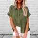 thumbnail image 1 of Blusa básica de mujer de manga corta con cuello vuelto de algodón y lino con cuello en V para uso diario FLhrweasw Nuevo, 1 of 9