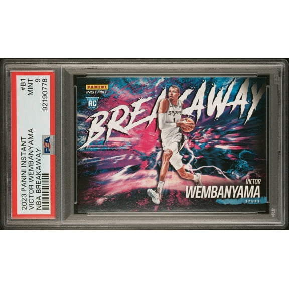 PSA 9 Victor Wembanyama 2023 Panini Instant #B1 Breakaway 1/4085 Rookie Card San Antonio Spurs