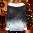 thumbnail image 5 of TrdSipl Womens Winter T Shirts Cute Christmas Snowflake Printed Sweater Tops Xmas Long Sleeve V-Neck Plush Collar Cuff Tee Shirts, 5 of 7