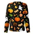 thumbnail image 3 of Dwralegc Halloween Womens Scrubs Jacket Halloween Print Long Sleeve Button up Plus Size Medical Nurses Working Uniform Stretchy Scrubs Set Multicolor XL, 3 of 5