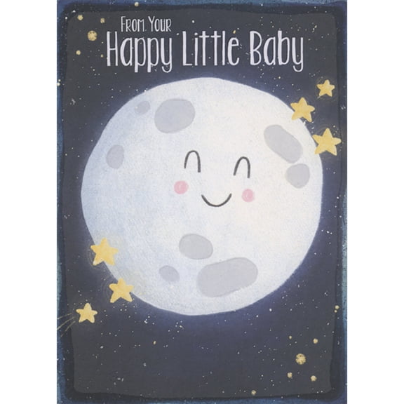 Designer Greetings Happy Little Baby: Smiling Moon and Yellow Stars Juvenile Father's Day Card for Daddy from Baby