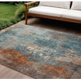 thumbnail image 2 of HomeRoots 623440 8 x 10 ft. Teal, Blue & Copper Abstract Washable Transitional Indoor & Outdoor Rectangle Area Rug, 2 of 7