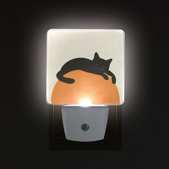 Yayeee LED Plug in Night Light for The Home with Auto Dusk to Dawn Light Sensors, 2 Pack, Sleeping Black Cat