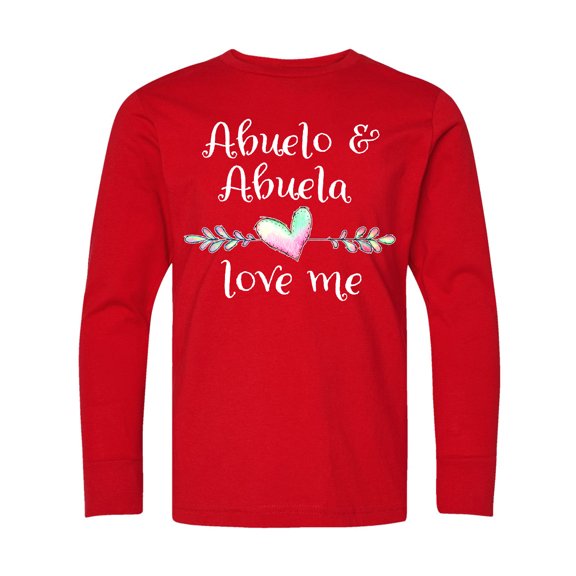Inktastic Abuelo and Abuela Love Me Heart Grandchild Long Sleeve Youth T-Shirt