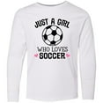 thumbnail image 3 of Inktastic Just a Girl Who Loves Soccer Long Sleeve Youth T-Shirt, 3 of 5