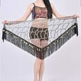 thumbnail image 4 of Xfvqtps Woman Sequin Dance Skirt Tassel Triangular Belt Belly Dancing Waist Towel Waist Chain Hip Towel Performance Skirt Gold, 4 of 7