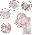 thumbnail image 2 of LYMAYTER Kid Baby Satin Pajama Set for Boys Girls 9M-13T Toddler Button down Silky Pajama Sleepwear Newborn Long Sleeve Nightwear Long Pants Loungewear, 2 of 9