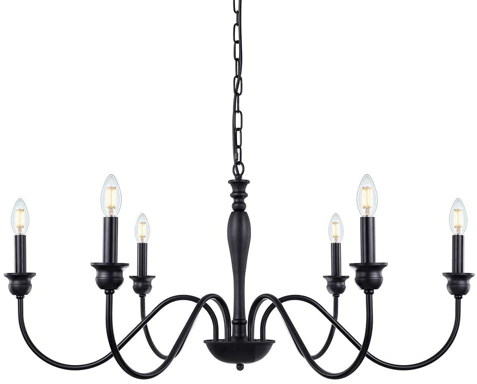 6 Light Farmhouse Chandelier 38 Inch, Home Depot Chandelier Candle Covers