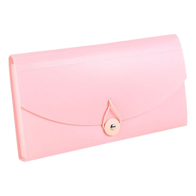 TureClos Portable File Folder Bag Document Organizer Compartments Binder Sorting Travel Business Stationery Expanding 13 Grids Case Pink