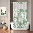 thumbnail image 2 of No Hook Shower Curtain, Sage Green Coral Coastal Shower Curtains for Bathroom with See Through Top Window, White Summer Beach Seaside Ocean Waterproof & Washable Bath Curtain Stand Up Stall 36"x72", 2 of 9