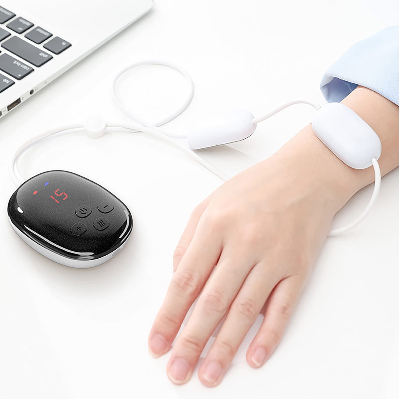 BCZHQQ Intelligent Neck Massager with Heat,5 Modes 15 Levels,Portable USB Rechargeable,5.2x2x6.5cm (2.05x0.79x2.56),White,Xmas Gift