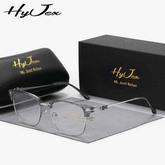 HyJex Unisex Anti-Blue Light Glasses Retro Full Frame Understated Glasses for Daily Wear