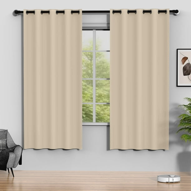Cortinas Blackout Beige, Juego de 2 Paneles de 52 x 72 Pulgadas, Cortinas Térmicas Aislantes Que Oscurecen la Habitación para Recámara y Sala de Estar, Protección de Privacidad y Reducción de Ruido