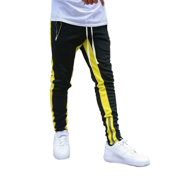 Hip Hop Track Pants for Mens Teen Boys Slim Fit Zipper Pockets Athletic ...