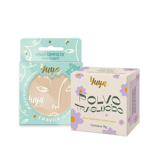 Polvo compacto matificante Yuya Bronce 12g con Polvo Traslúcido 16g