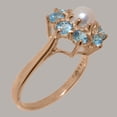 thumbnail image 3 of LBG British Made 18k Rose Gold Womens Ring Cultured Pearl & Blue Topaz Statement Ring - 33 size options - Size 7.5, 3 of 6