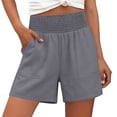 thumbnail image 2 of ClodeEU Women's Summer Elast Waist Vintage Shorts with Pockets, Casual Loose Short Gray,Womens Plus S, 2 of 7