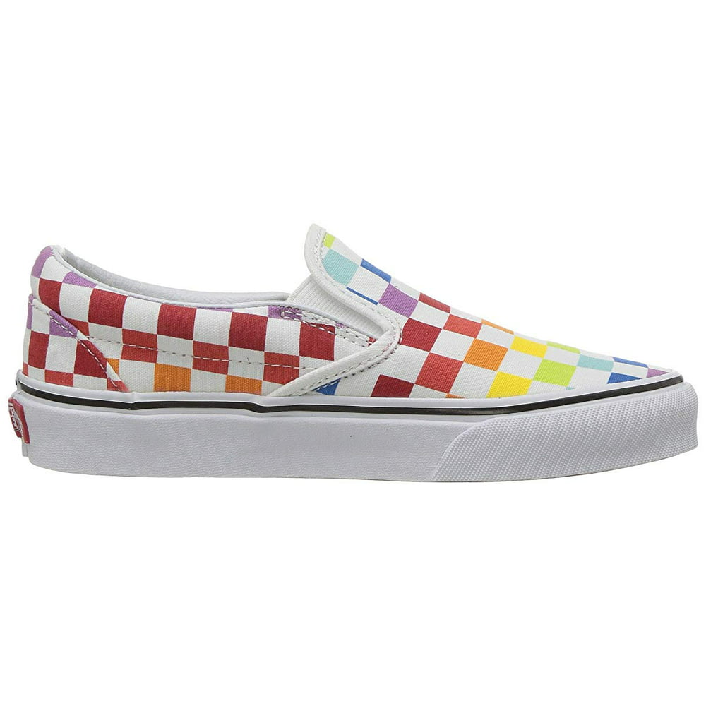 Vans Classic Slip-On (Checkerboard) Rainbow/True White - Walmart.com ...