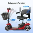 thumbnail image 6 of Morrean 3 Wheel Electric Powered Mobility Scooter, With Lighting Folding Travel Mobile Wheelchair for Seniors, Gift for Elderly, Red, 6 of 14