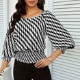 thumbnail image 6 of 3/4 Length Sleeve Womens Tops Work Blouses Dressy Casual Elastic Waist Babydoll Blouses with Smocked Cuffs, 6 of 9
