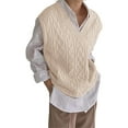 thumbnail image 5 of Sherrylily Women V Neck Sweater Vest Oversized Loose Knit Cable Sleeveless Sweater, 5 of 6