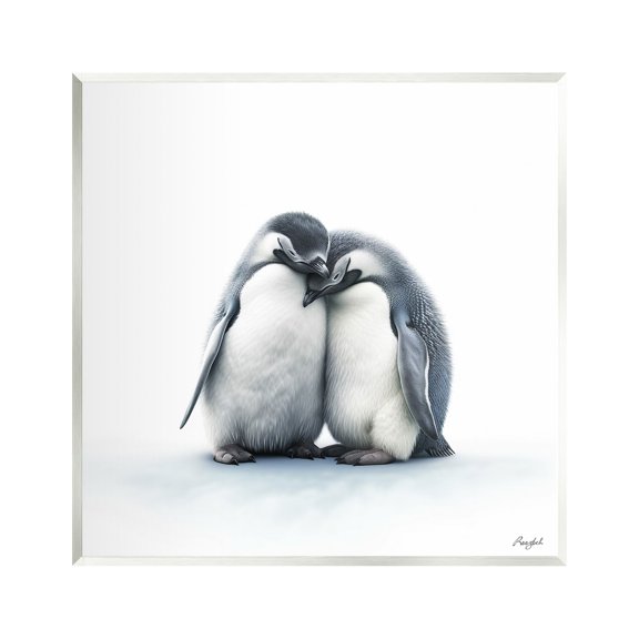 Stupell Industries Minimal Penguins Cuddling Animals & Insects Painting Unframed Art Print Wall Art, 12 x 12