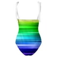 thumbnail image 3 of Aayomet Maillots de Bain pour Femmes Corps Entier Maillot de Bain une Pièce Grande Taille Imprimé Bikini, Bleu P, 3 of 4
